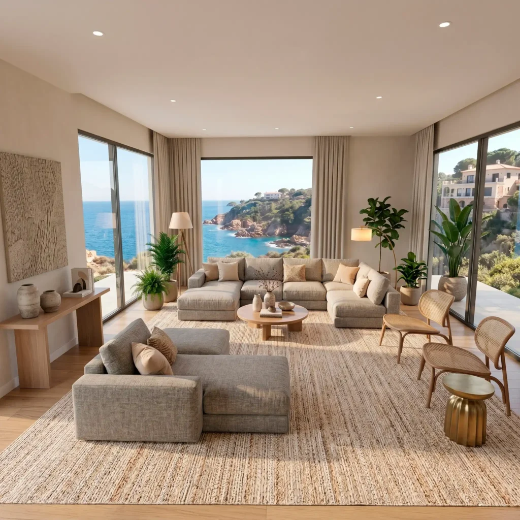 Conjunto de Sofás a medida - modelo Sienna de Ocre Barcelona. Casa de Begur.